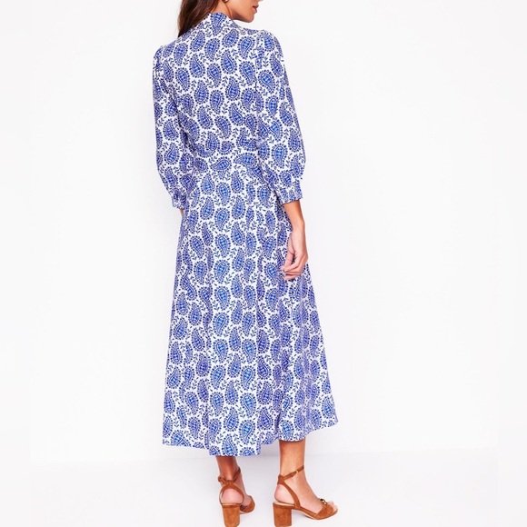 Boden Clara Cotton Shirt Dress Bright Blue Paisley Heart - Picture 3 of 6
